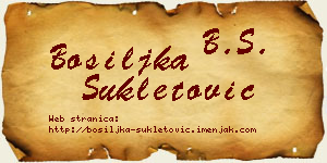 Bosiljka Šukletović vizit kartica
